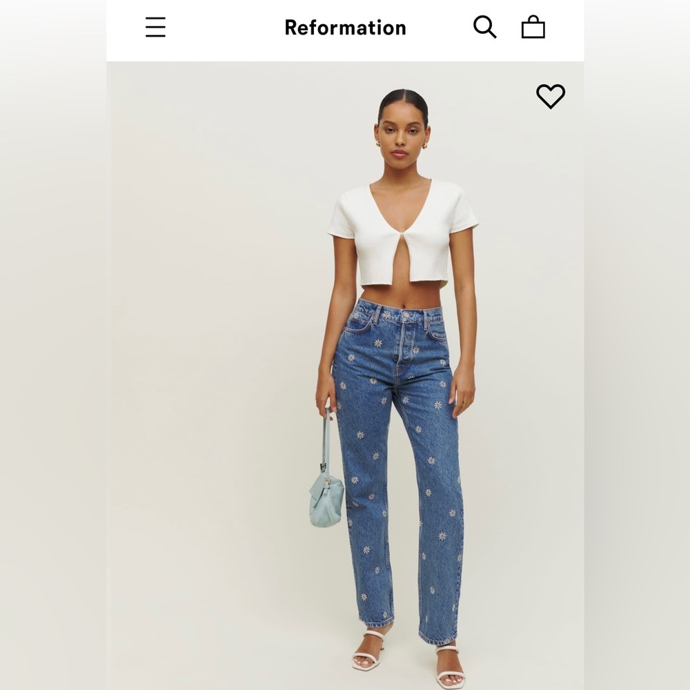 Reformation Cynthia flower jeans size 26